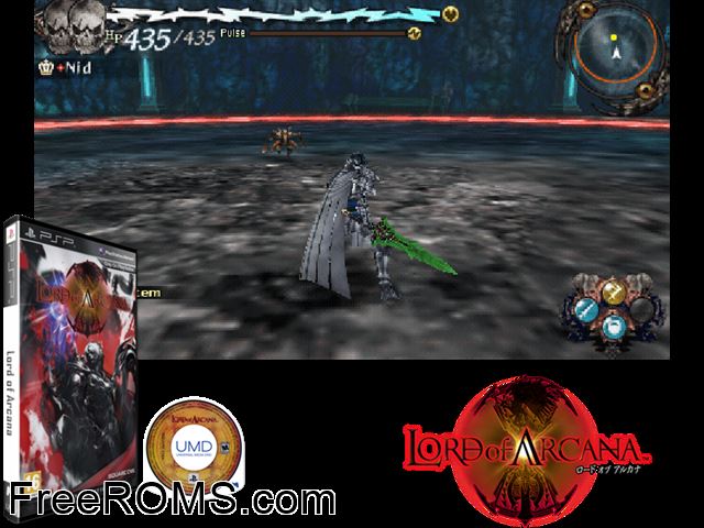 Lord of Arcana (Europe) PSP game showing 3D box cover and gameplay screenshot