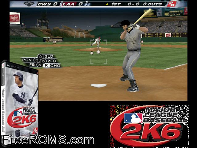 Major League Baseball 2k6 PSP game showing 3D box cover and gameplay screenshot