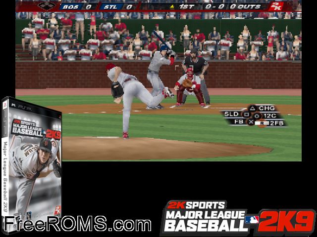 Major League Baseball 2k9 (Japan) PSP game showing 3D box cover and gameplay screenshot