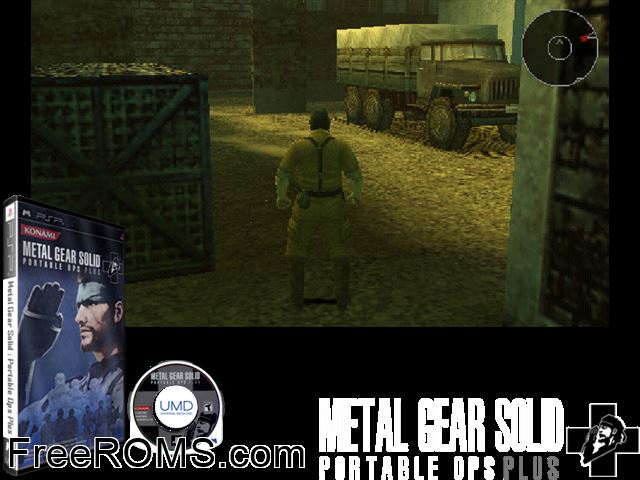 Metal Gear Solid - Portable Ops Plus (China) PSP game showing 3D box cover and gameplay screenshot