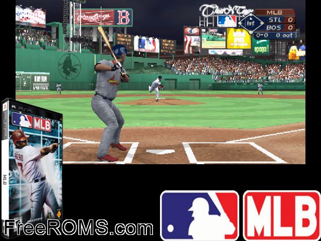 MLB PSP game showing 3D box cover and gameplay screenshot