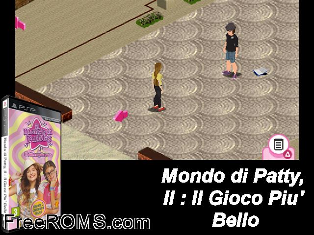 Mondo Di Patty - Il Gioco Piu Bello, Il (Italy) PSP game showing 3D box cover and gameplay screenshot