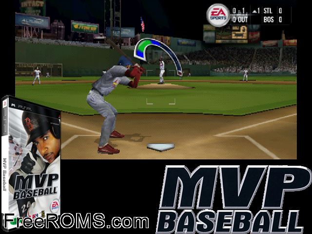 MVP Baseball (Korea) PSP game showing 3D box cover and gameplay screenshot