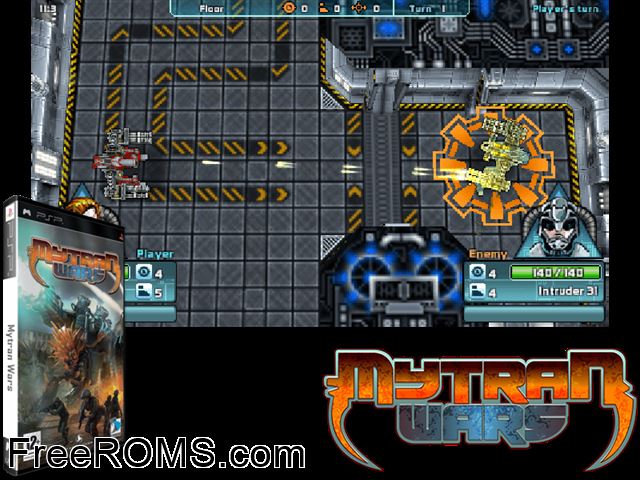 Mytran Wars (Europe) PSP game showing 3D box cover and gameplay screenshot