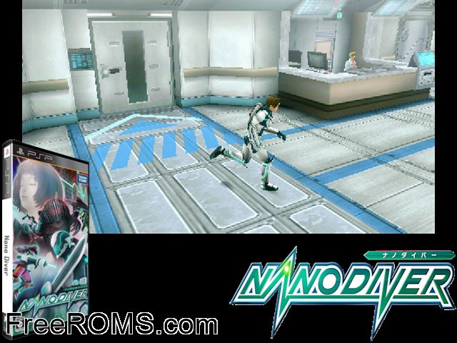 Nanodiver (Japan) PSP game showing 3D box cover and gameplay screenshot