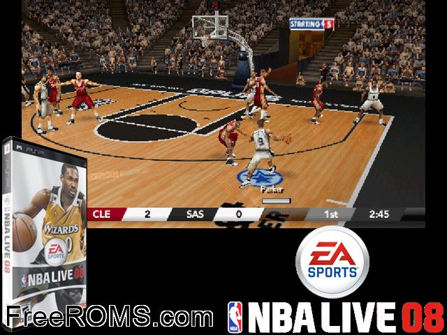 NBA Live 08 (China) PSP game showing 3D box cover and gameplay screenshot