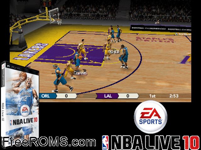 NBA Live 10 (China) PSP game showing 3D box cover and gameplay screenshot