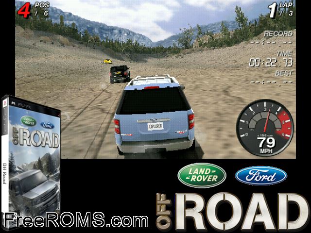 Off Road (Europe) PSP game showing 3D box cover and gameplay screenshot