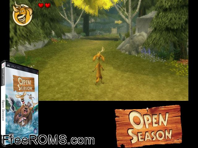 Open Season PSP game showing 3D box cover and gameplay screenshot