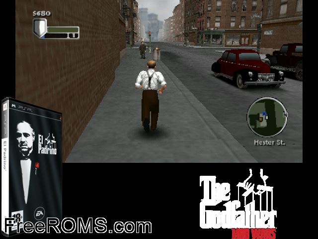 Padrino, El (Spain) PSP game showing 3D box cover and gameplay screenshot