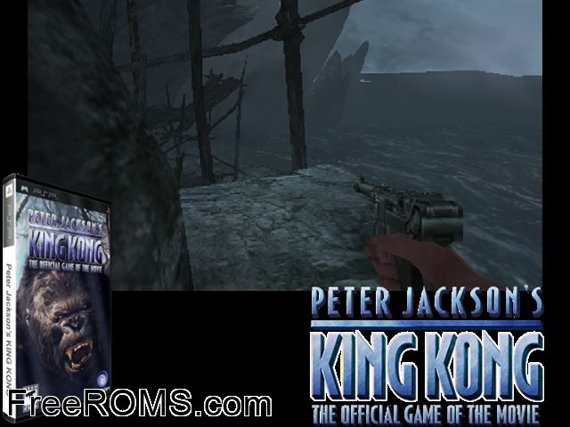 Peter Jacksons King Kong PSP game showing 3D box cover and gameplay screenshot