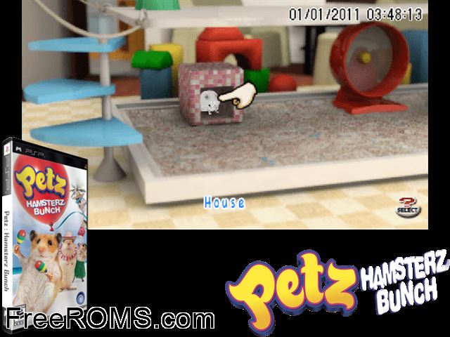 Petz - Hamsterz Bunch PSP game showing 3D box cover and gameplay screenshot