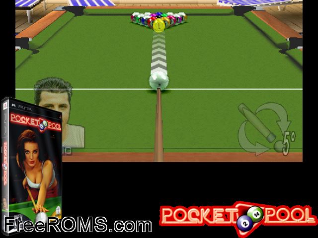 Pocket Pool PSP game showing 3D box cover and gameplay screenshot