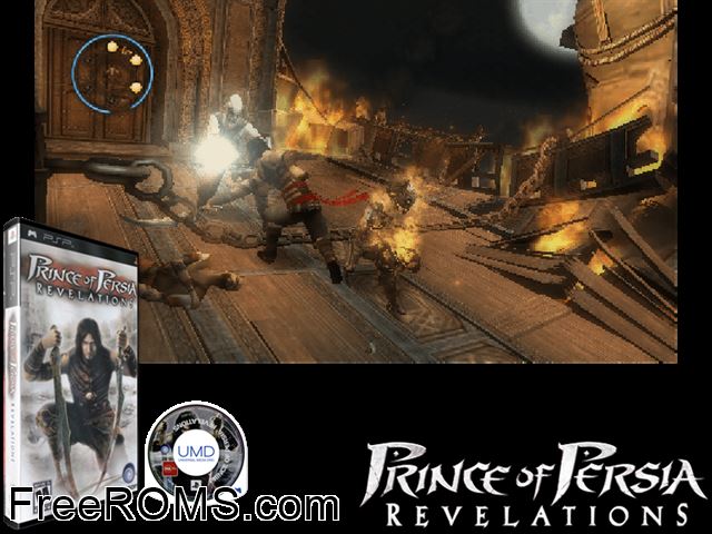 Prince Of Persia - Revelations PSP game showing 3D box cover and gameplay screenshot