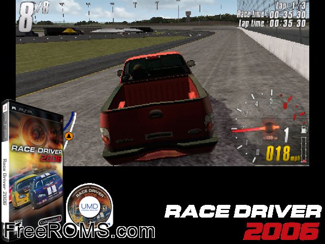 Race Driver 2006 PSP game showing 3D box cover and gameplay screenshot