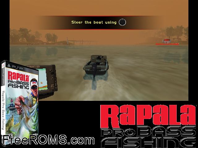 Rapala Pro Bass Fishing PSP game showing 3D box cover and gameplay screenshot