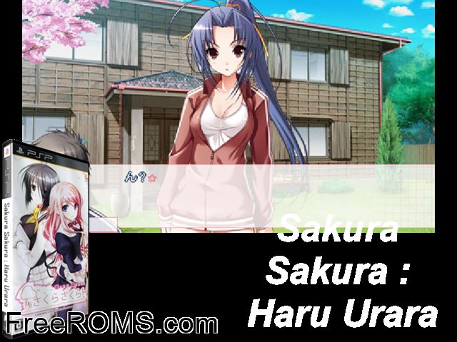 Sakura Sakura - Haru Urara Japan PSP game showing 3D box cover and gameplay screenshot