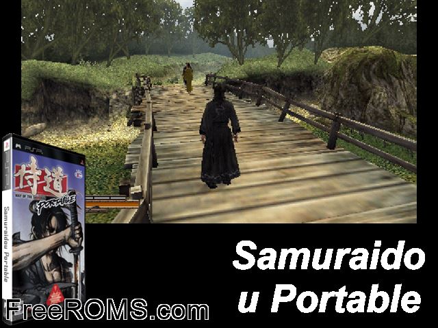 Samurai Dou Portable Japan PSP game showing 3D box cover and gameplay screenshot