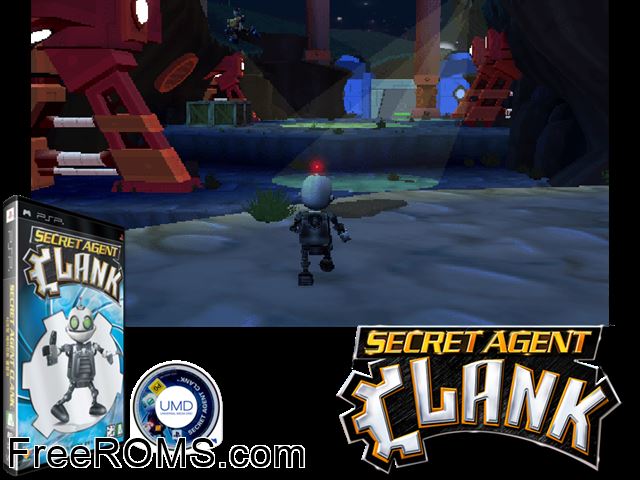Secret Agent Clank Korea PSP game showing 3D box cover and gameplay screenshot