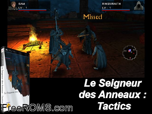 Seigneur des Anneaux, Le - Tactics France PSP game showing 3D box cover and gameplay screenshot