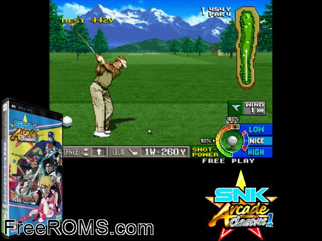 SNK Arcade Classics Vol 1 Japan PSP game showing 3D box cover and gameplay screenshot