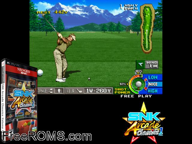 SNK Arcade Classics Volume 1 Europe PSP game showing 3D box cover and gameplay screenshot