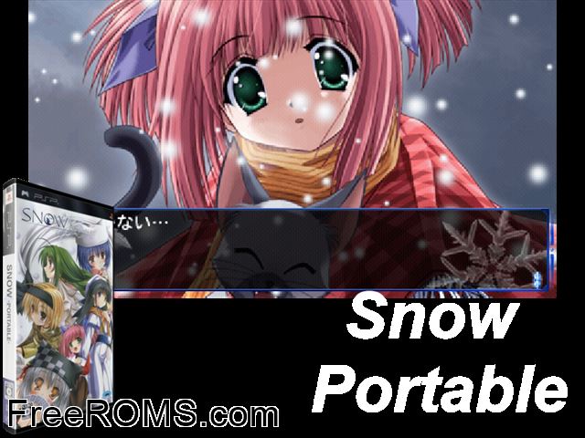 Snow Portable Japan PSP game showing 3D box cover and gameplay screenshot