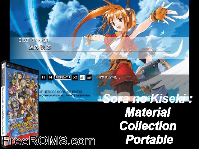 Sora no Kiseki - Material Collection Portable Japan PSP game showing 3D box cover and gameplay screenshot