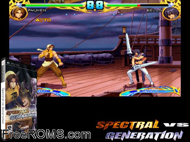 Spectral vs Generation Europe PSP game showing 3D box cover and gameplay screenshot