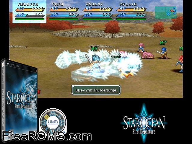 Star Ocean - First Departure Japan PSP game showing 3D box cover and gameplay screenshot