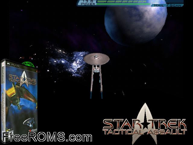 Star Trek - Tactical Assault PSP game showing 3D box cover and gameplay screenshot