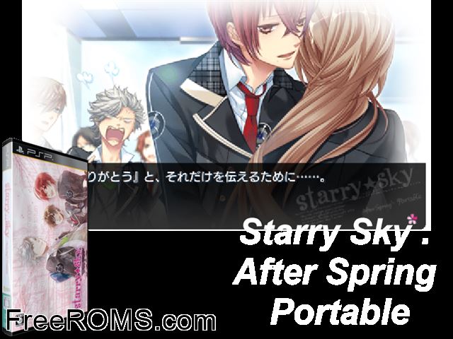 Starry-Sky - After Spring Portable PSP game showing 3D box cover and gameplay screenshot