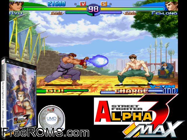 Street Fighter Zero 3 - Double Upper Japan PSP game showing 3D box cover and gameplay screenshot