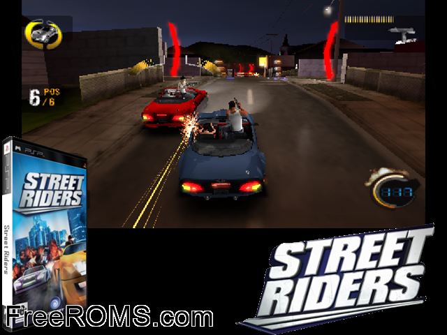 Street Riders Europe (M5) PSP game showing 3D box cover and gameplay screenshot