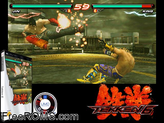 Tekken 6 (Europe) PSP game showing 3D box cover and gameplay screenshot