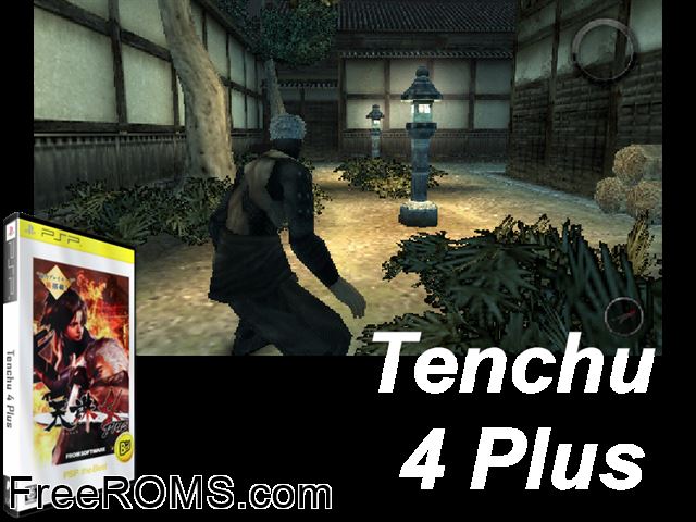 Tenchu 4 Plus Japan PSP game showing 3D box cover and gameplay screenshot