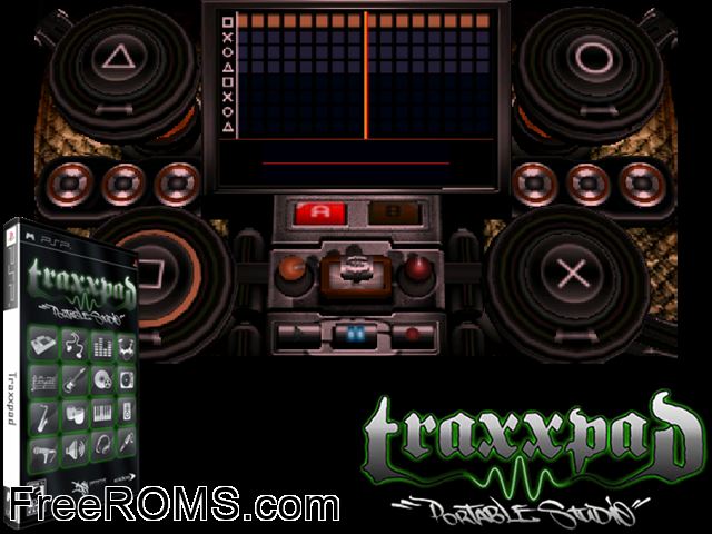 Traxxpad - Portable Studio PSP game showing 3D box cover and gameplay screenshot