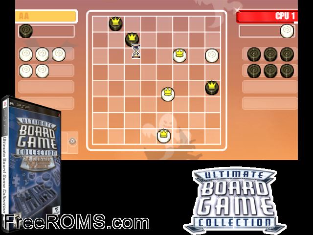 Ultimate Board Game Collection PSP game showing 3D box cover and gameplay screenshot
