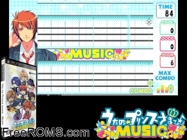 Uta no Prince-Sama - Music Japan PSP game showing 3D box cover and gameplay screenshot