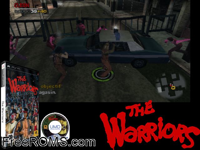 Warriors, The PSP game showing 3D box cover and gameplay screenshot