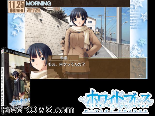 White Breath - Perfect Edition Japan PSP game showing 3D box cover and gameplay screenshot