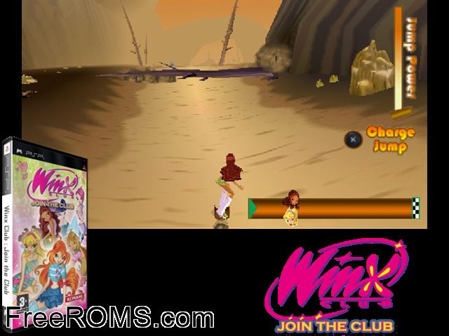 WinX Club - Join the Club Europe (M5) PSP game showing 3D box cover and gameplay screenshot