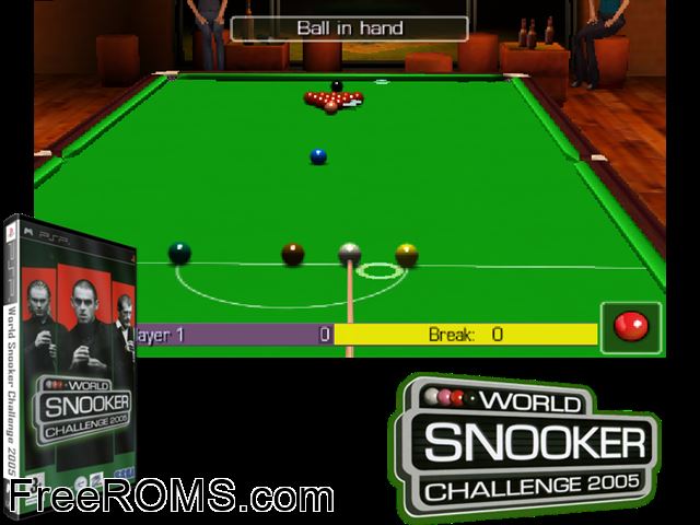 World Snooker Challenge 2005 Europe PSP game showing 3D box cover and gameplay screenshot