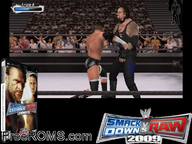 WWE SmackDown vs RAW 2009 featuring ECW PSP game showing 3D box cover and gameplay screenshot