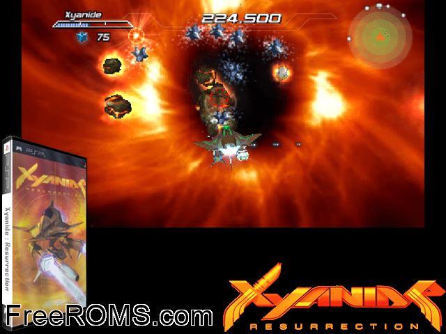 Xyanide Resurrection Canada (M5) PSP game showing 3D box cover and gameplay screenshot
