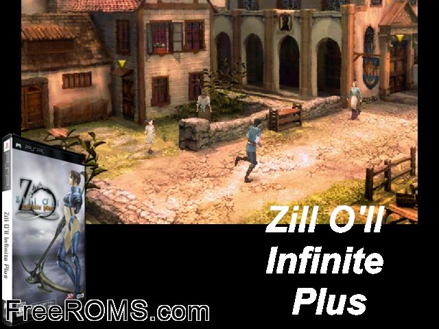 Zill Oll Infinite Plus Japan PSP game showing 3D box cover and gameplay screenshot