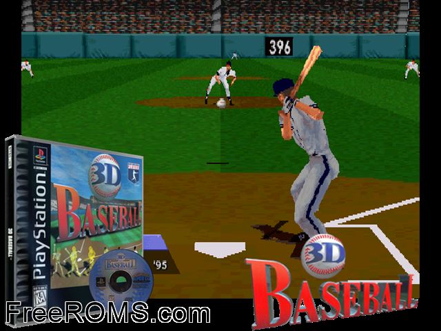 3D Baseball PSX game showing 3D box cover and gameplay screenshot