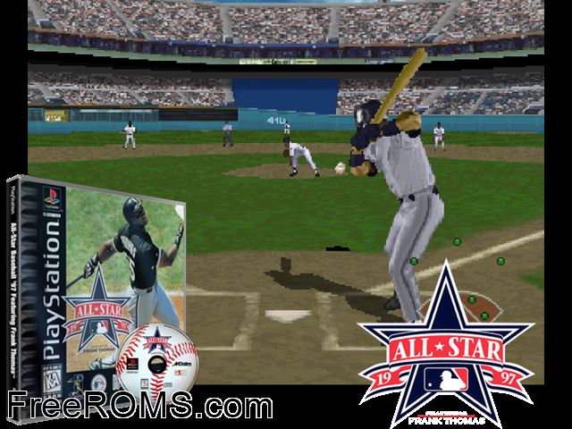 All-Star Baseball PSX game showing 3D box cover and gameplay screenshot