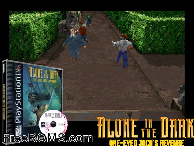 Alone In The Dark - One-Eyed Jacks Revenge PSX game showing 3D box cover and gameplay screenshot