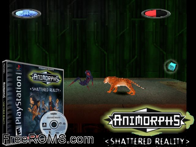 Animorphs - Shattered Reality PSX game showing 3D box cover and gameplay screenshot